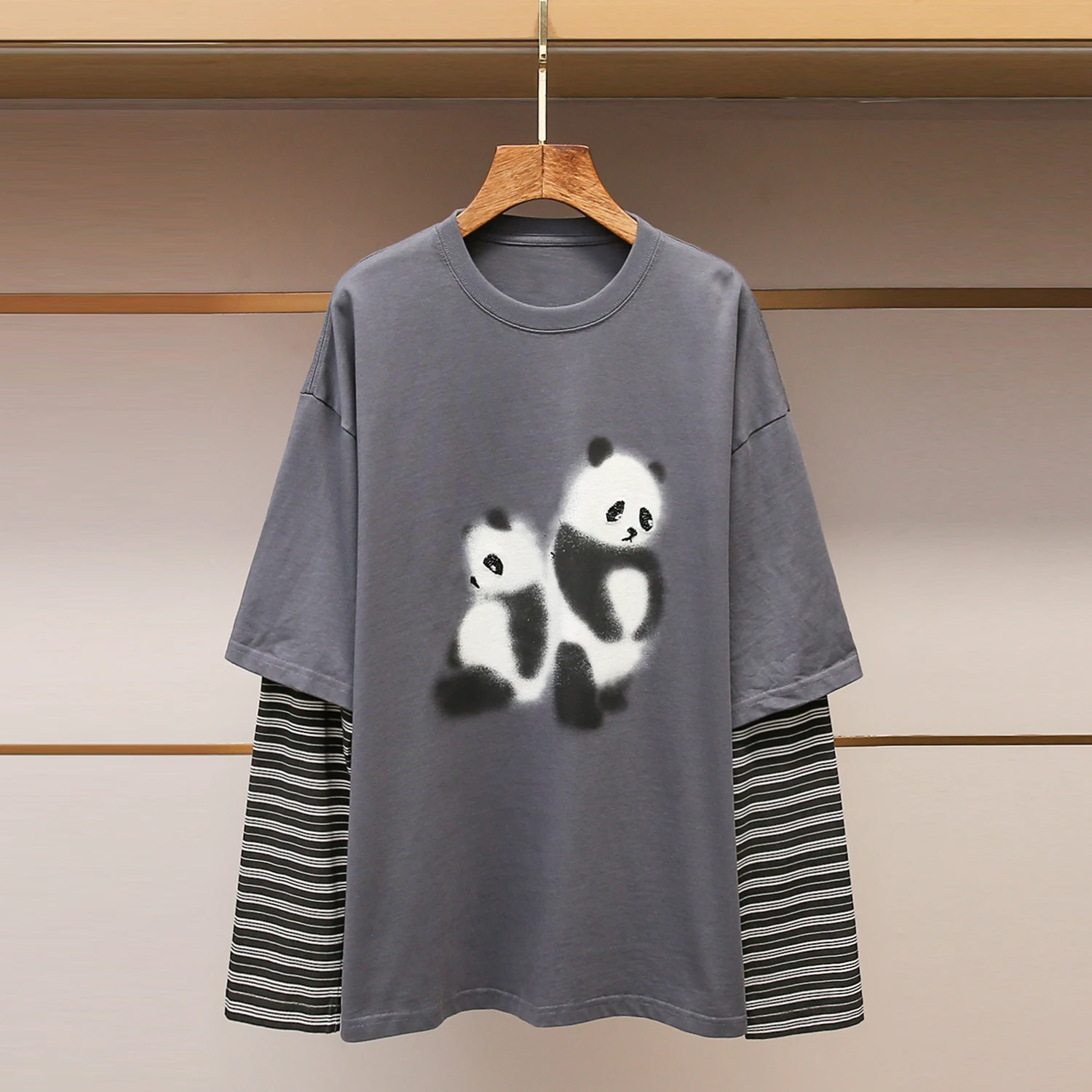 

Футболка с милым принтом ey Panda ort Sve, свободная женская модная осенне-зимняя Новое поступление, повседневная круглая футболка Ciwalk