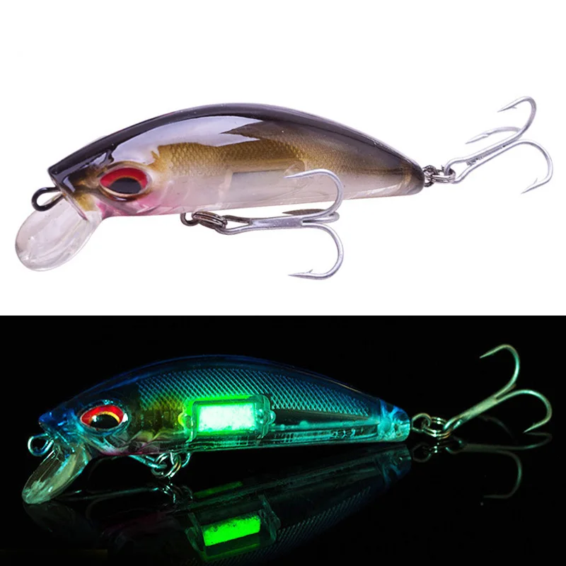 1Pcs 3D Eyes Luminous Minnow Fishing Lures 7cm 11.5g Jig Sinking Wobblers Hard Bait Artificial Crankbait Night Fishing Pesca