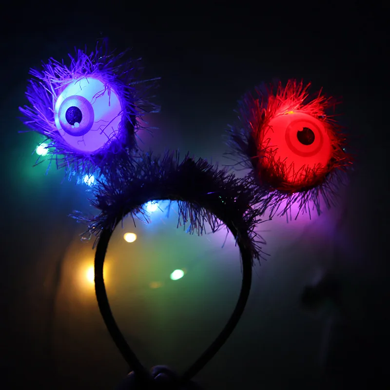 Amawill-Halloween LED Eyeball Headband Hoop Costume Accessories for All Saints Day Party, Horror Glowing Headwear, Dress Up Prop