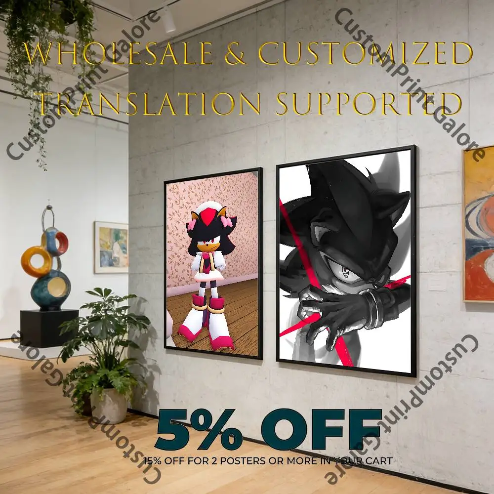 S-ShadowES S-Sonic Self Adhesive Poster Removable Futuristic Art Print for Game Room Bedroom Dorm Wall Decor