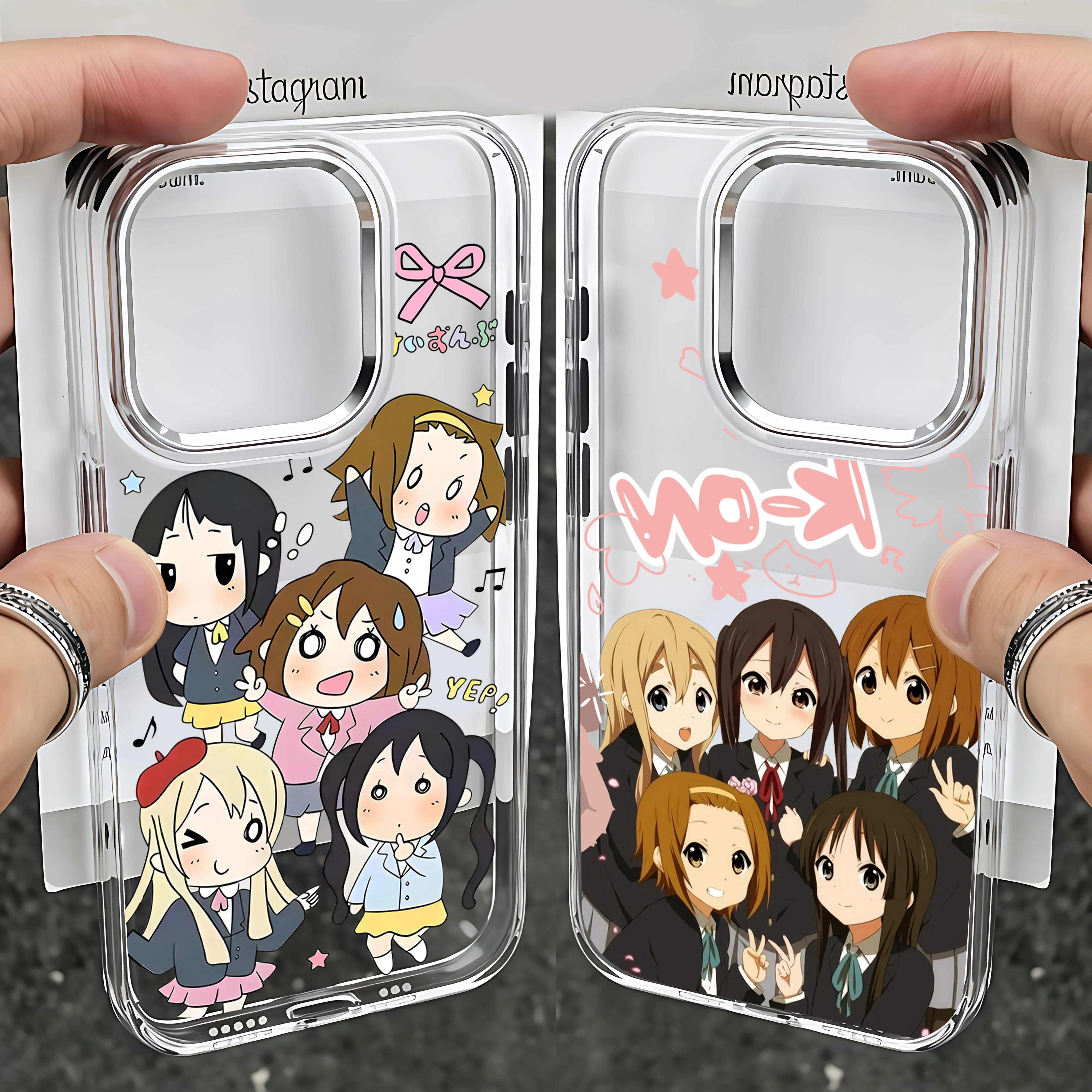 Funda de teléfono bonita K-ON Girl a la moda para iPhone 17 16e 16 15 14 13 12 11 mini Pro Max X XR XSMAX 8 7 Air Plus transparente suave