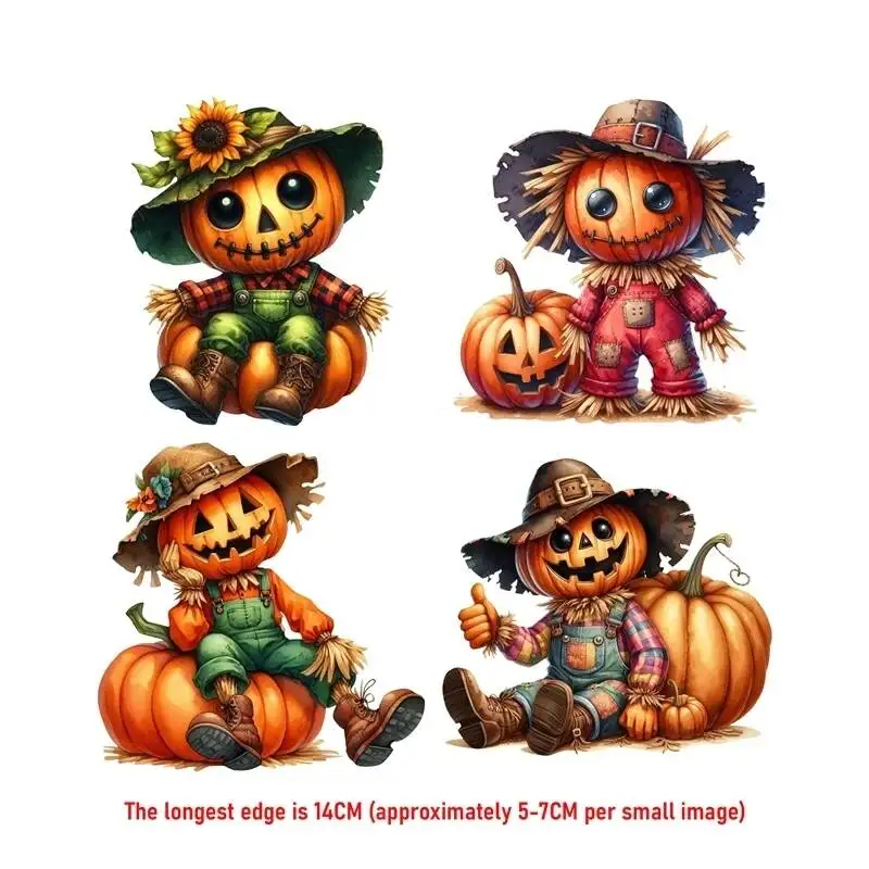 14CM Halloween Pumpkin Ghost Iron Transfer Sticker Diy A-Level Washable Heat Press Printed  Accessories children Clothing Patch