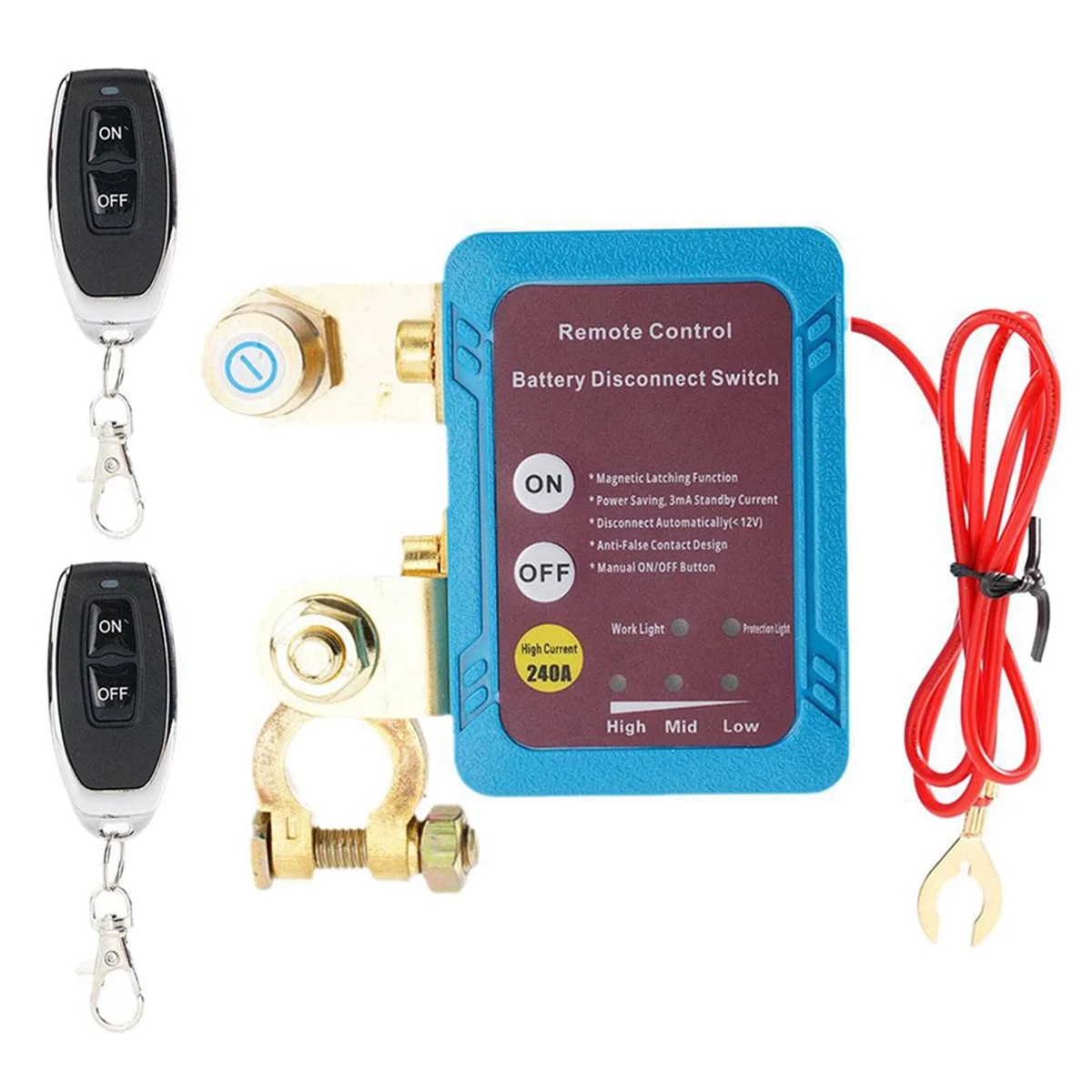 

12V 240A Remote Battery Disconnect Switch Automatic Power Shut Off Switch Remote Control Switch Auto