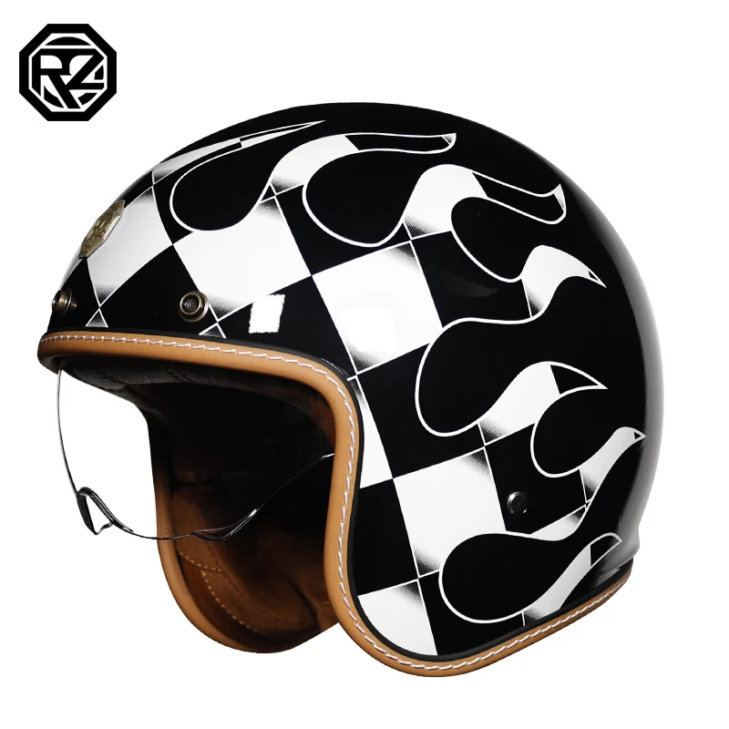 Open Face Half Moto Motorcycle Helmet vintage Motorbike Vespa capacete Chopper Bike BLACK