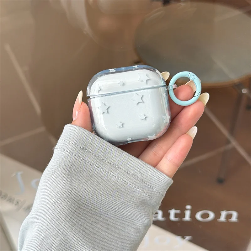 

Fashion Star AirPods Case with Keychain for 1 2 3 4 Pro Pro2 Pro3 Purple Blue Soft Shockproof Protective Cover Earphone Cover