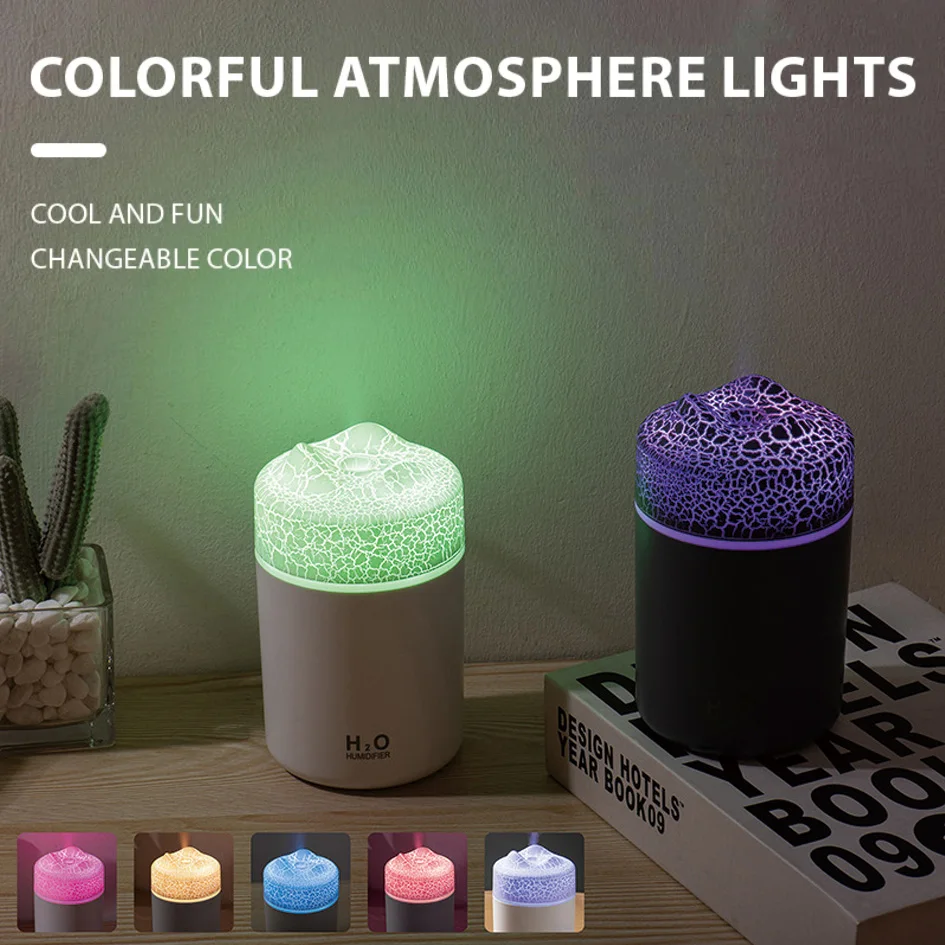 مرطب على شكل بركان يعمل بمنفذ USB مع أضواء RGB للسيارة والمنزل وسطح المكتب - عملية فائقة الهدوء