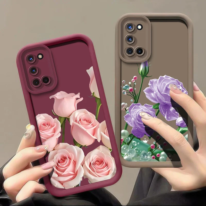 구글 픽셀 9 프로 XL 핑크 로즈 플라워 패턴 커버 픽셀 9 8A 7A 7 8 프로용 충격 방지 무광 실리콘 케이스