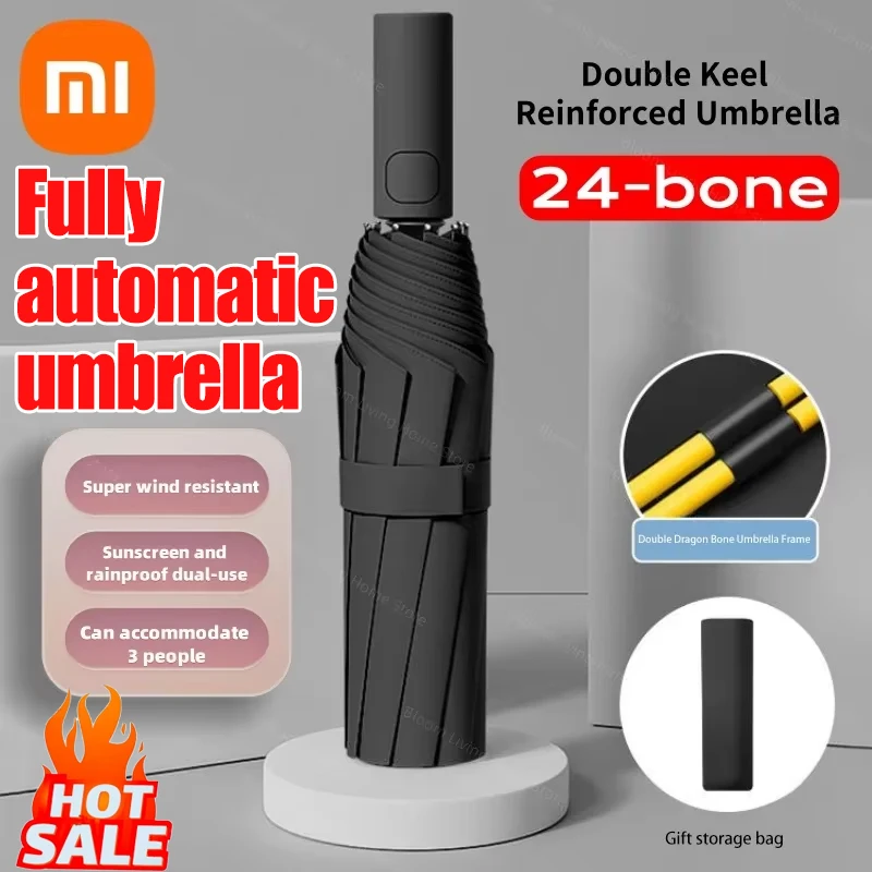 Xiaomi Mijia 24 Bone Fully Automatic Double Bone Folding Umbrella For Sun UV Protection Rain Resistance Strong Wind Resitance