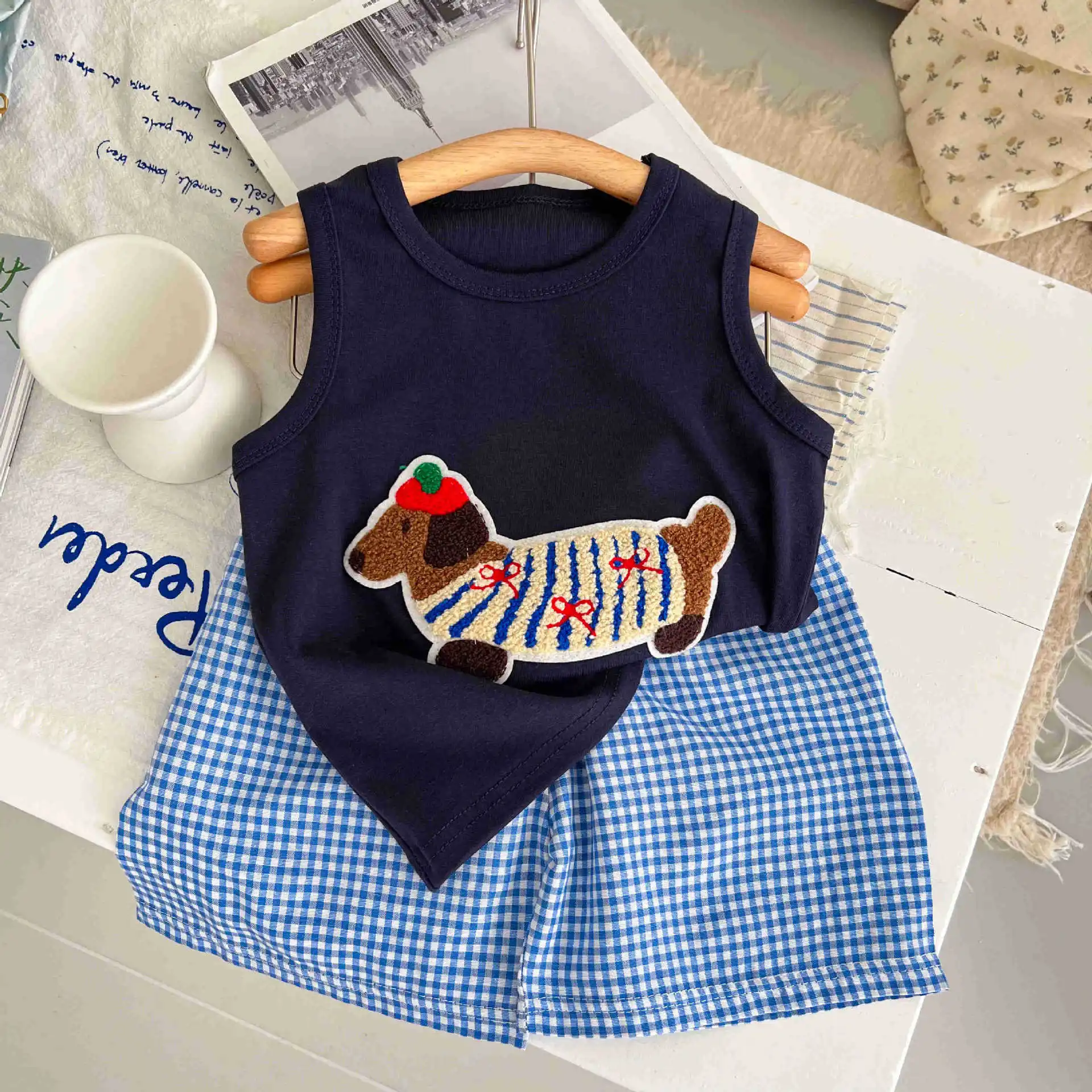 

1-18Y Children's Clothes Sets for Girls Boys Casual Sport Clothing Outfits Baby Kids Cartoon Embroidered Vest Tops Shorts Suit