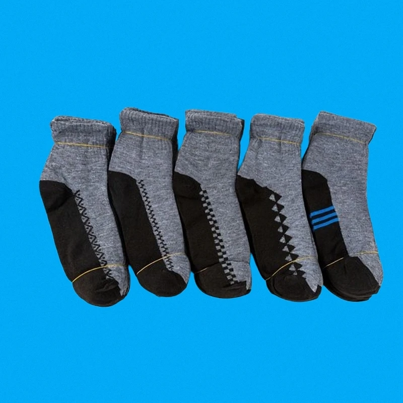 5/10 Pairs New Black Bottom Gray Surface Sports Socks Breathable Sweat-Absorbing Cotton Socks Men's Mid-Tube Casual Socks