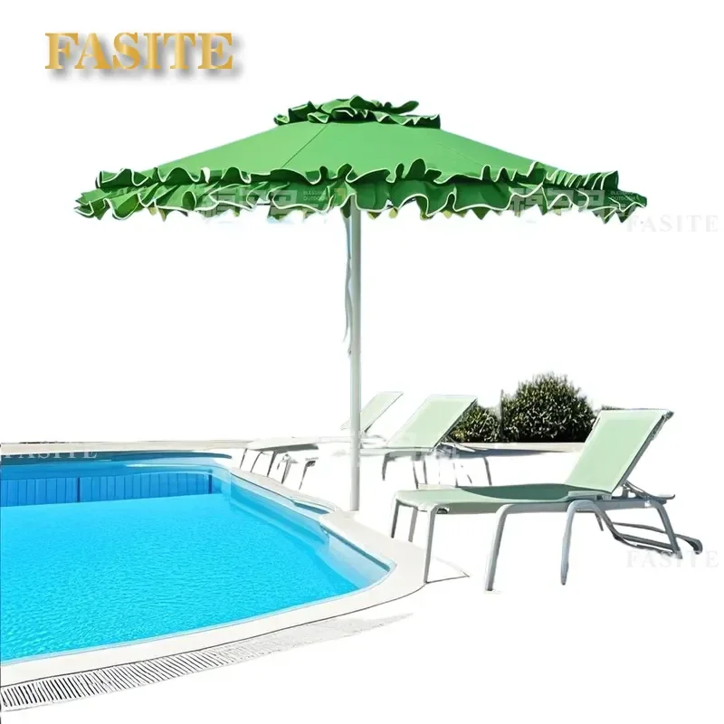 For Garden Pool Aluminum Alloy Middle Column Umbrella with Rose Lace Custom Design Sunshade Rainproof Outdoor Patio Parasol
