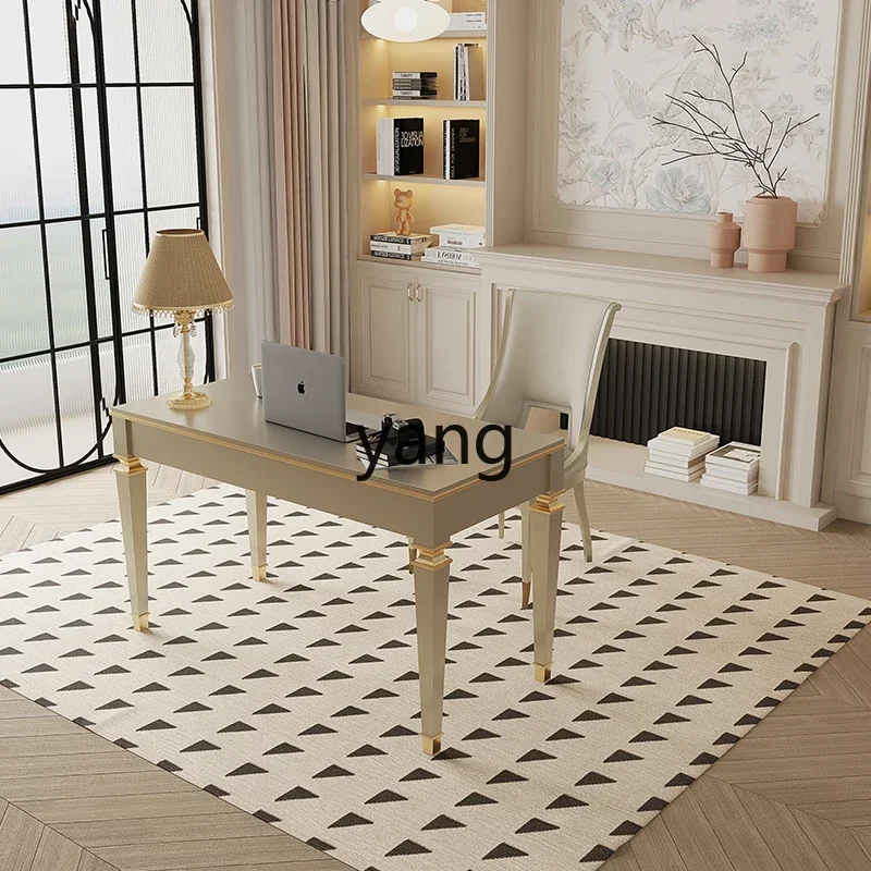 LMM light luxury desk and chair combination, creative villa simple study solid wood desk