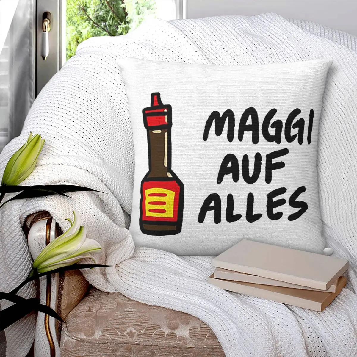 Maggi Auf Alles (الألمانية الألمانية) غطاء وسادة مربع وسادة بسحاب ديكور مريح رمي وسادة لغرفة المعيشة المنزلية