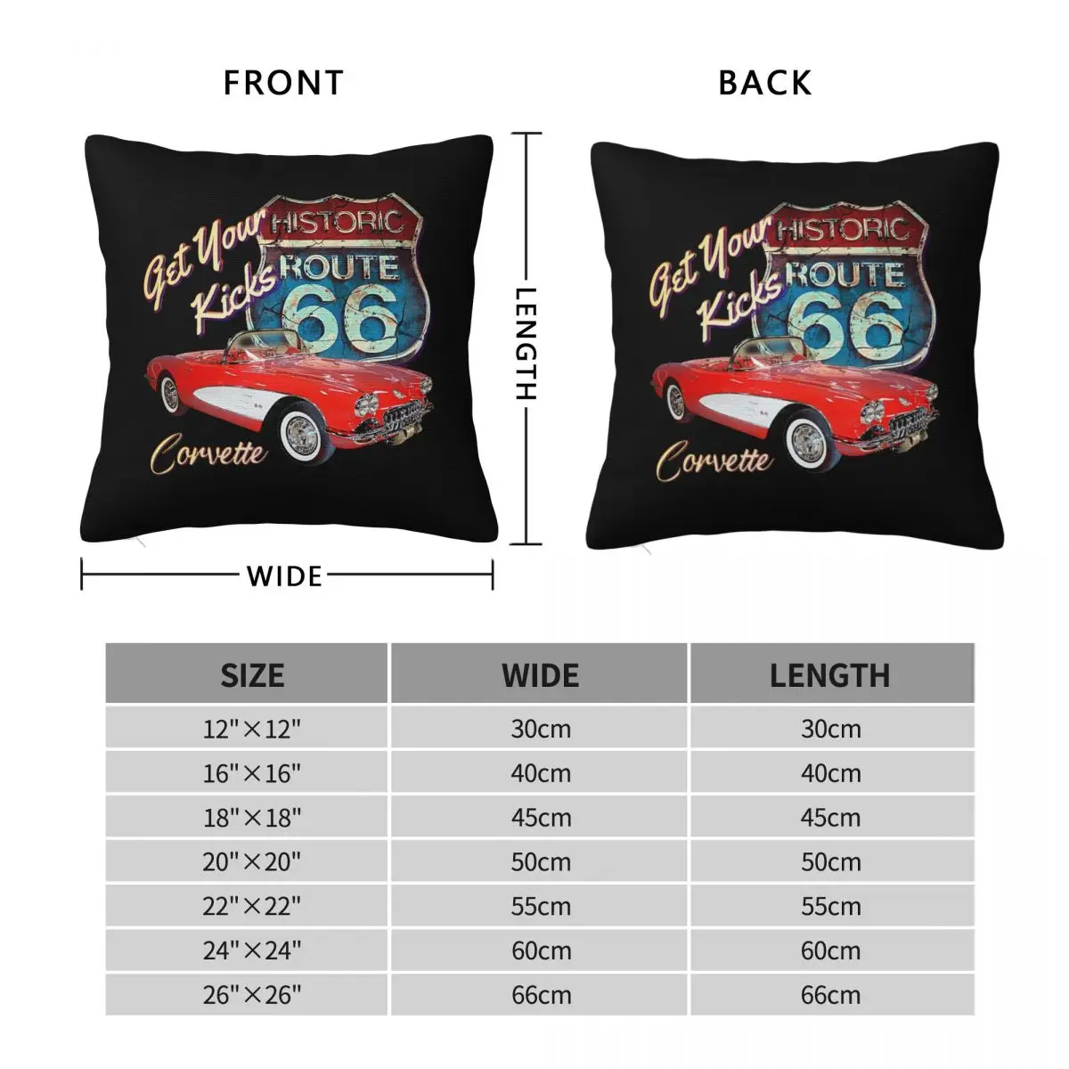 1956 Chevy-Bel Air Car Street Hot Rod Antique - Route 66 Square Pillowcase Pillow Cover Comfort Throw Pillow for Home Car