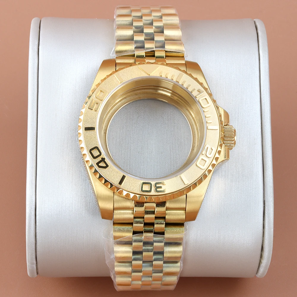 

40mm Gold Case Jubilee Bracelet Stainless Steel Fit Yacht-Master SUB GMT NH34 NH35 NH36 NH38 Movement Sapphire Glass Watch Case