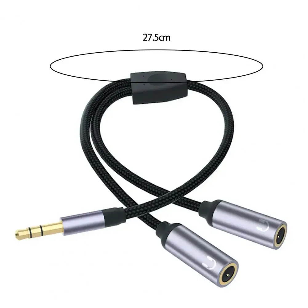 Headphone Splitter 2 in 1 Nylon-Braided Dual 3.5mm Male Microphone Audio to 3.5mm Female Adapter Cable Computer Accessories