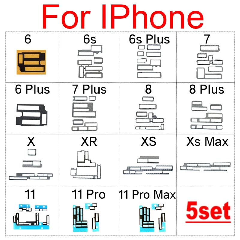 5set For iphone 11 Pro X XS Max XR 6s 7 8 Plus Mainboard inline Seat FPC Foam Mainboard Shield Heat Radiation Insulation Sticker