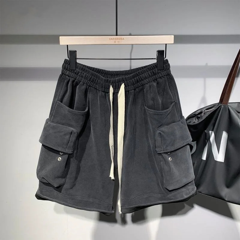 

Мужские летние брюки в американском ретро-стиле, большие размеры, модные свободные брюки-бермуды с большими карманами, повседневные брюки