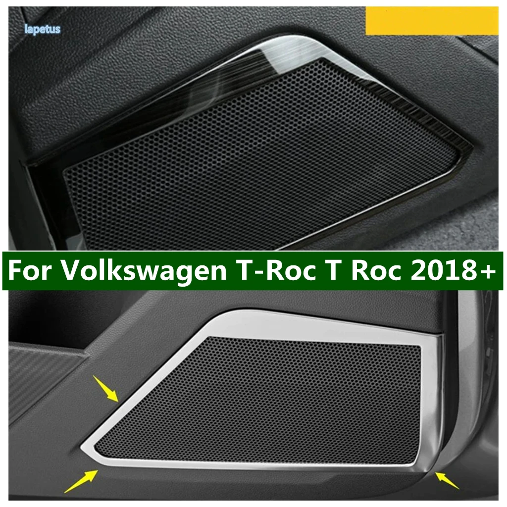 Stainless Steel Inner Door Audio Speaker Decoration Frame Cover Trim Fit For Volkswagen T-Roc T Roc 2018 - 2024 Car Accessories