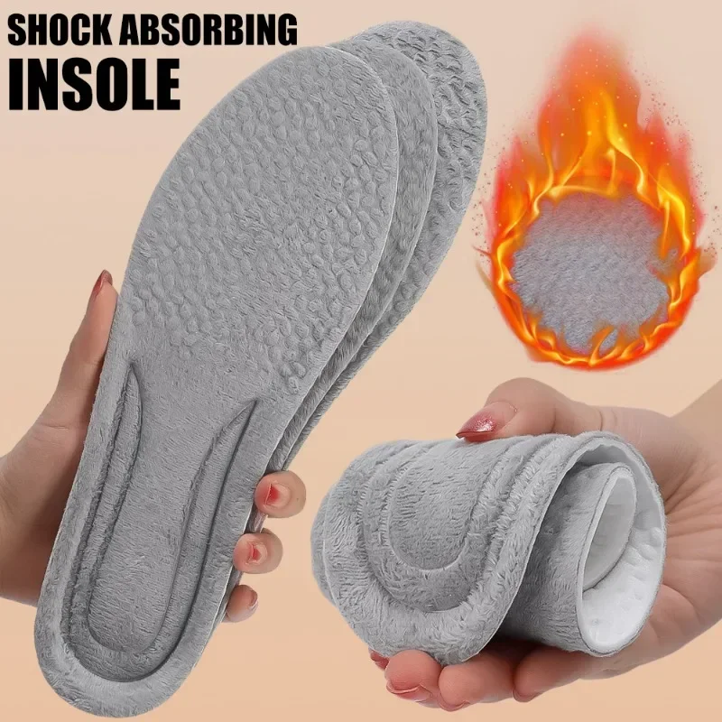 Winter Self Heated Plush Insoles 2/4pcs Thicken Breathable Warm Inserts Shock-absorbent Chill-proof Women Men Absorbent Insoles
