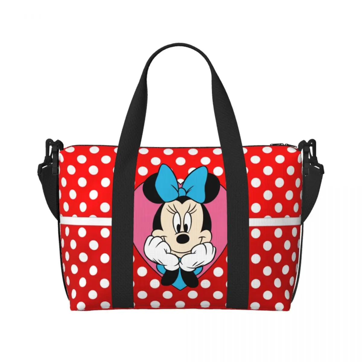 

Custom Minnie Anime Mickey Mouse Cartoon Grocery Tote Shopping Bags Women Big Capacity Beach Gym Travel Bags