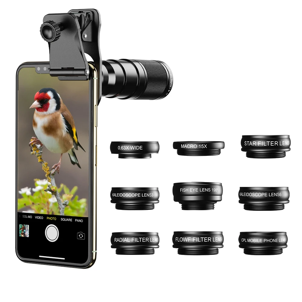 APEXEL جديد محدث 22X عدسة تكبير المقربة 10 في 1 عدسة عين السمكة زاوية واسعة عدسة ماكرو + مرشحات تدفق النجوم CPL لجميع الهواتف الذكية #1