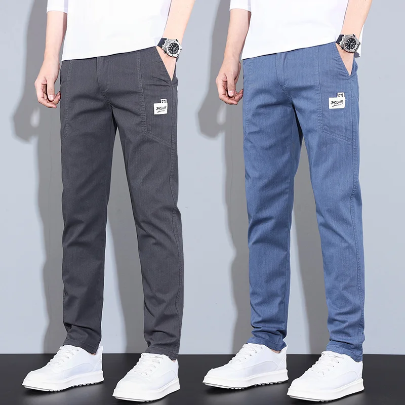 

Stretch Slim Thin Breathable Men's Casual Pants Male Korean Summer New Brand Jogging Work Trousers Soft Fabric