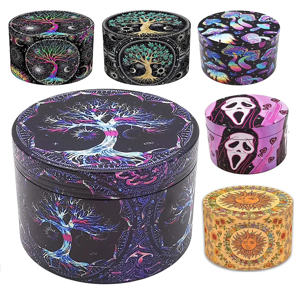 Metal Grinder Herb 4 Layer 63MM 2.5 Inches Cartoon XXL Smoke Acceesories Pattern Halloween Gift Ghost Pink