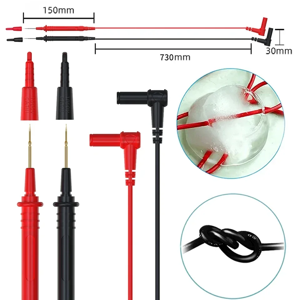 Ultra-Sharp Multimeter Probe Test Leads Alligator Clip Wire High Quality Insulated Line DIY Tester Cable General purpose BSIDE