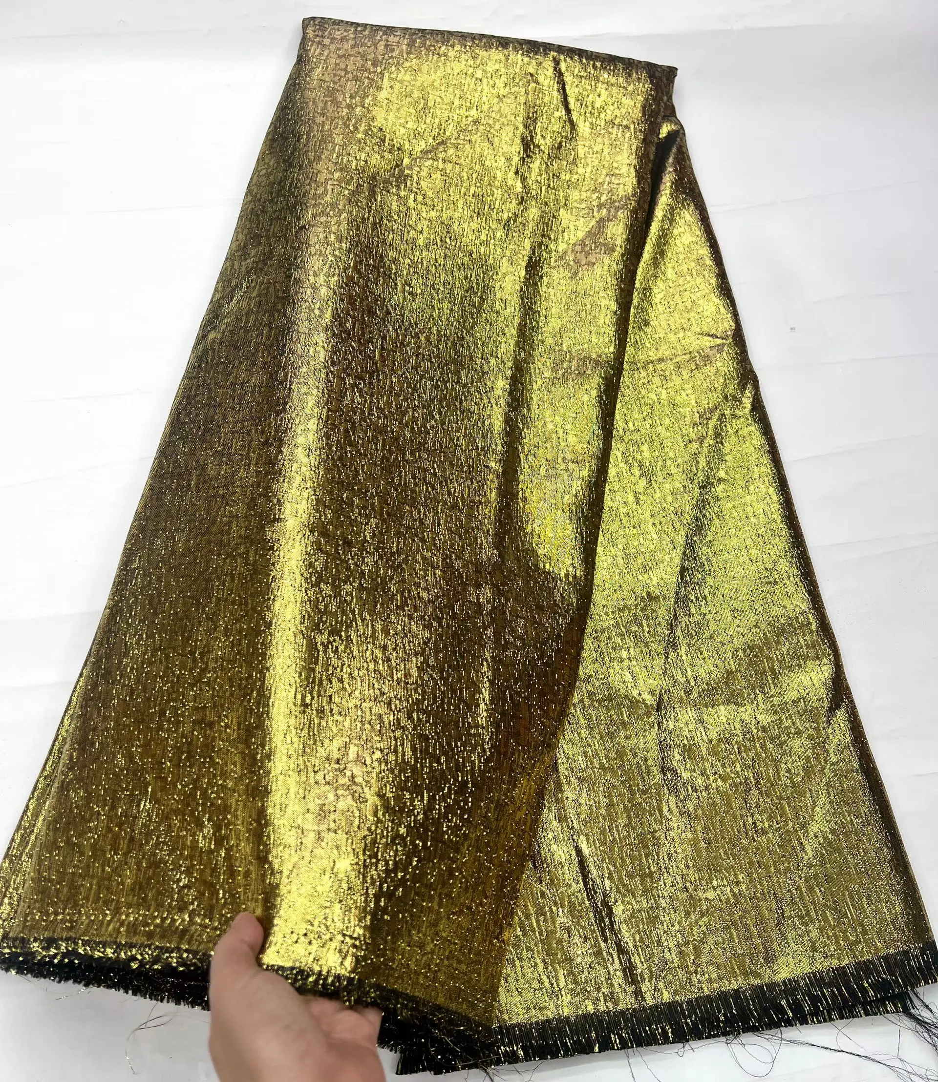 

Latest Gold Jacquard French Lace Fabric 2025 High Quality African Damask Brocade Lace Fabric For Nigerian Women Dress LHD25193