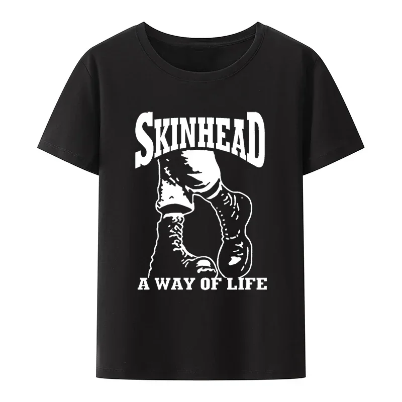 Funny Skinhead A Way of Life Print Tee Men Woman Short-sleev Hipster Graphic T Shirts Hip-hop Fashion Aesthetic Tops Camisetas