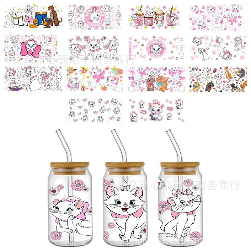 

Cat UV DTF crystal transparent sticker pink cute cartoon glass waterproof scratch-resistant cross-border