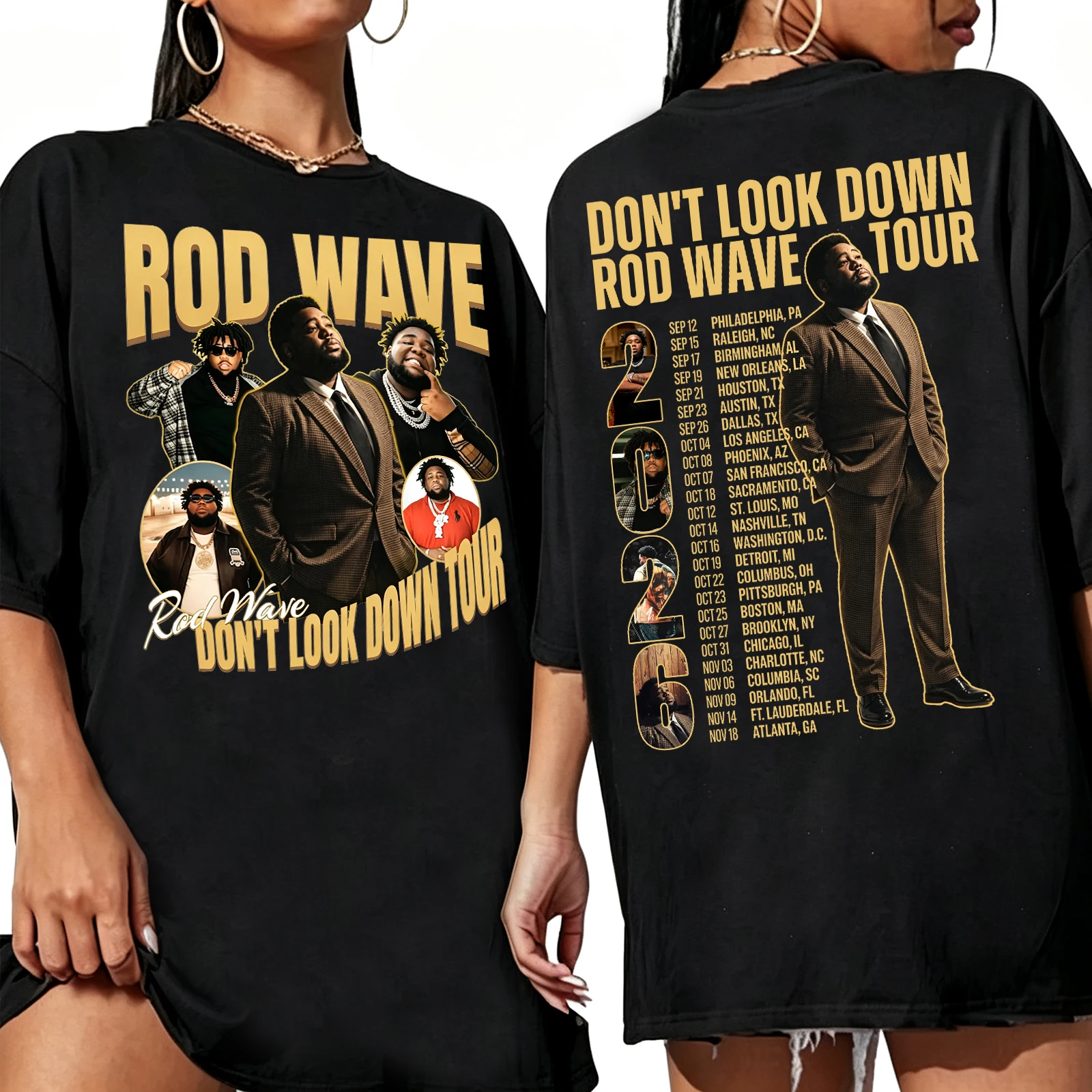 Rod Wave Dont Look Down Tour 2026 Shirt Women Oversized Crewneck Short SleeveT-Shirt Gift