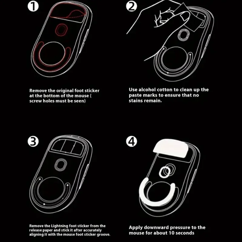 Replacement Mouse Feet for GPW 1/2/3 G102 G304 White Rounded Curved Edges Mice Feet Sticker Mouse Skates Glide Feet Pads