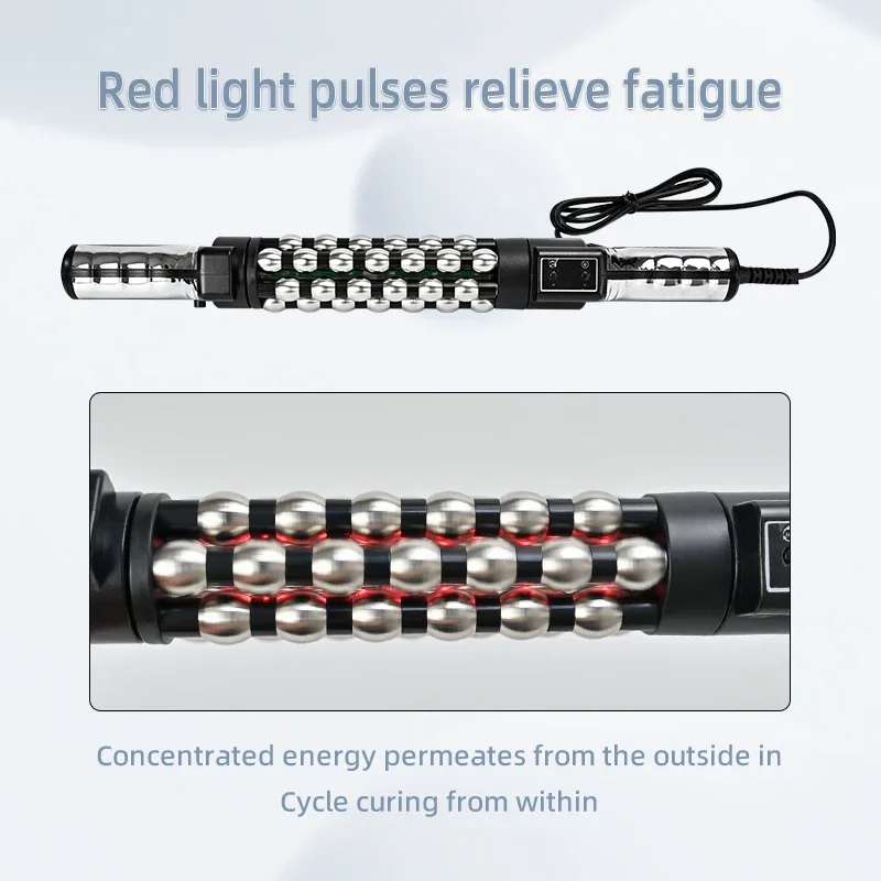 مدلك الجسم بالاهتزاز الصغير ، بكرة كروية داخلية دوارة لتخفيف آلام العضلات ، ضوء أحمر
