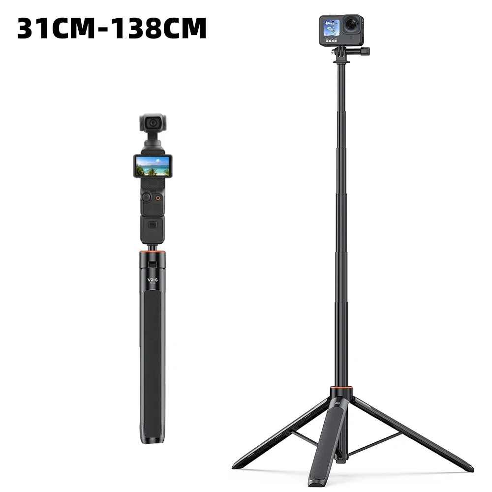 

BRDRC1400mm Long Selfie Stick Tripod Foldable Monopod For Gopro/Action/Insta360 Cameras Smartphones Selfie