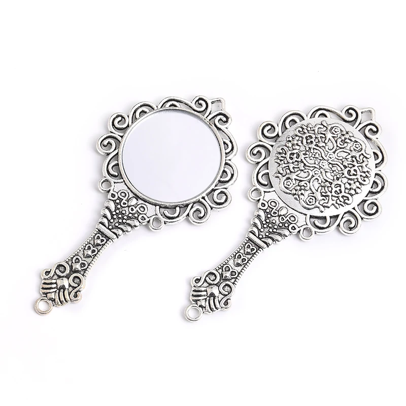 Vintage 2 pcs metal mirror charms fit DIY Handmade necklace earring bracelet charms Jewelry Making