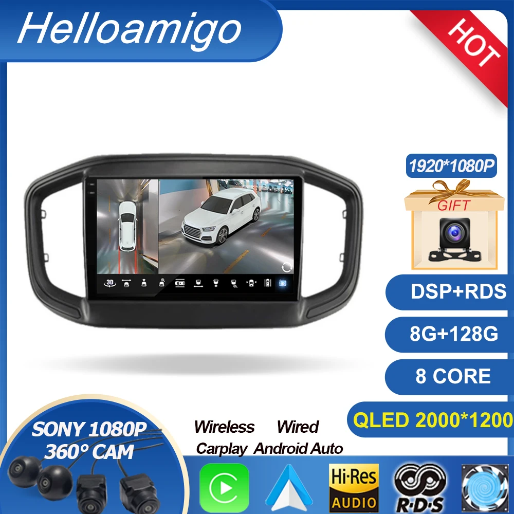 

For Fiat Strada 2020 2021 2022 9" Android 13 GPS RDS Car Radio Multimedia Video Player DSP 2 din 4G WIFI Navigation 360 Camera