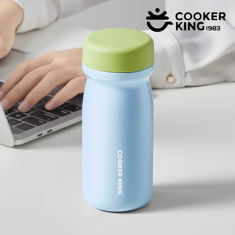 COOKER KING 350 ml isolierter Becher aus Edelstahl, tragbarer Kaffeebecher, Mini-Doppelwand-Thermosbecher für Reisen/Büro/Heimtrinkgeschirr