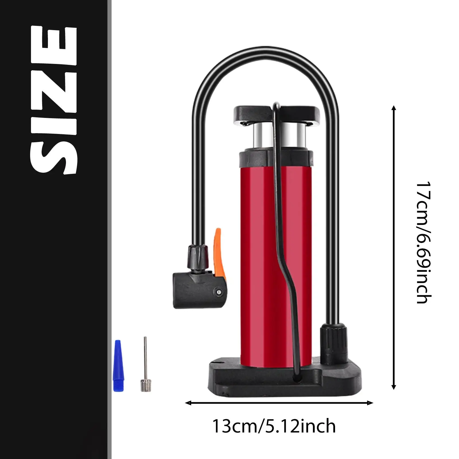 مضخة دراجة مع فوهات منفاخ هواء محمول عالي الضغط لكرات السلة والدراجات النارية والدراجات النارية #6