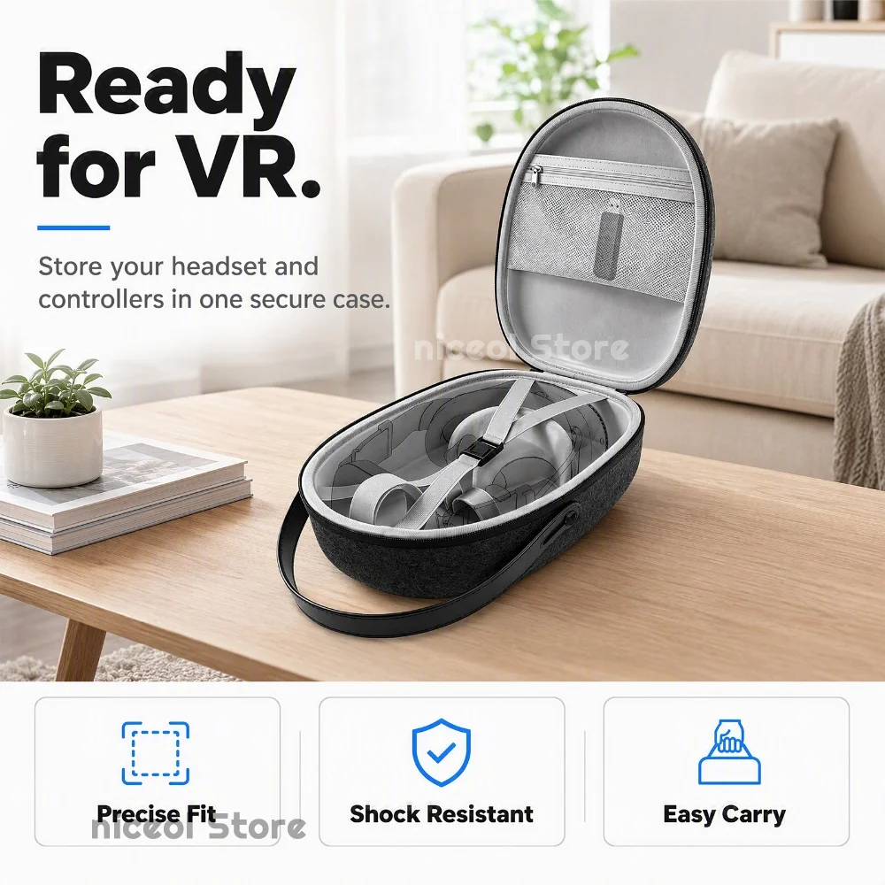 Carrying Case for Meta Quest 3 VR Headset Hard Shell Shockprotect Travel Bag