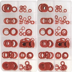 150Pcs M10 M12 M14 M17 M18 M20 M24 Flat Washer Red Steel Paper Fiber Insulation Washer Flat Ring Seal Fastener Spacer Tools Set