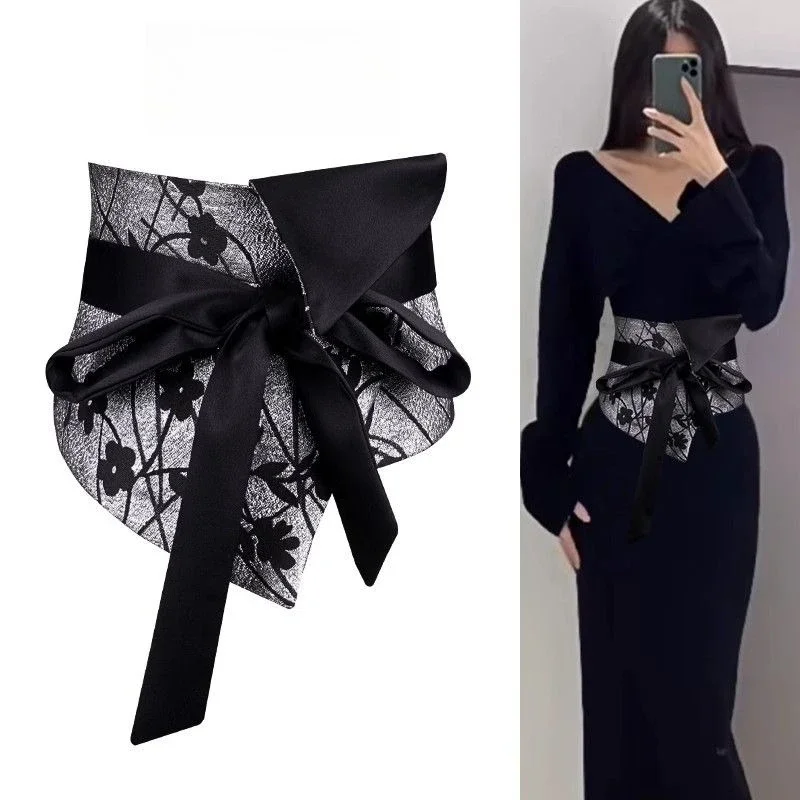 فاخر جديد النمط الوطني الصيني حزام الخصر الديكور ، خمر العرقية نمط 2025 أحزمة حزام عريض للنساء