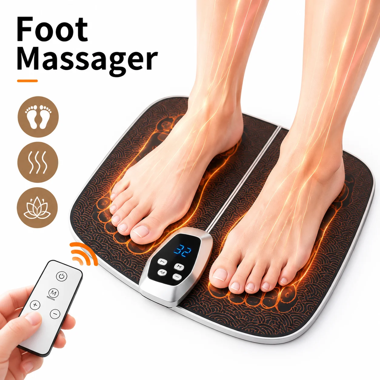 Foot Massage Mat with EMS Microcurrent Electric Foot Massager Relaxation Massage Pad with Remote Control Portable Foot Stimulato