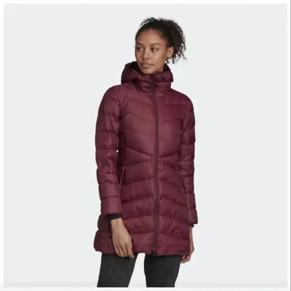 Adidas Women's New Sport Casual Warm and Cozy Hooded Down Jacket