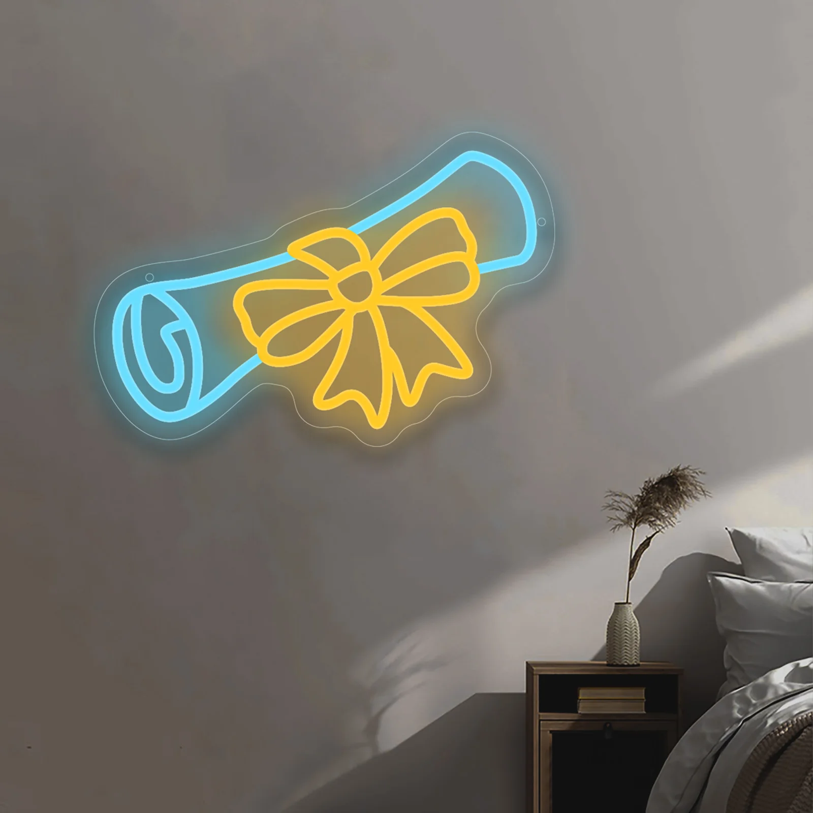 Graduation Certificate Neon Sign LED Neon Light Dimmable for Graduation Ceremony Dormitory Bedroom Party Decor Graduation Gift