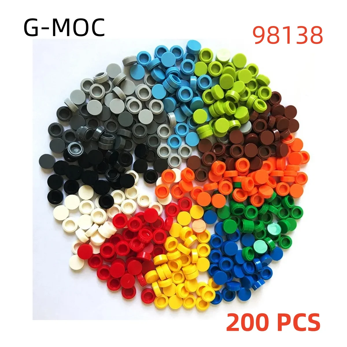 G-MOC 200Pcs/lot Buildings Blocks 98138 PTile 1x1 Round Compatible Particle Assembles DIY Educational Bricks Kids Toys