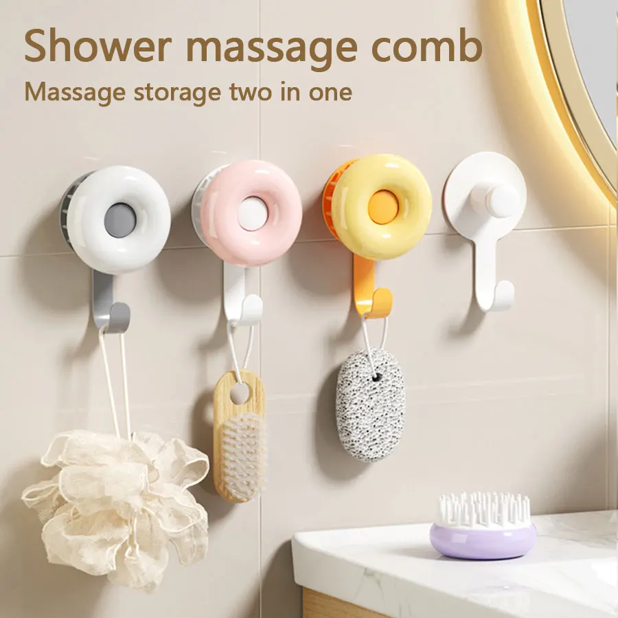 

Расческа для мытья волос 2-в-1, крючок для хранения, массажная расческа для мытья волос, подходит для мужчин, женщин, взрослых и детей