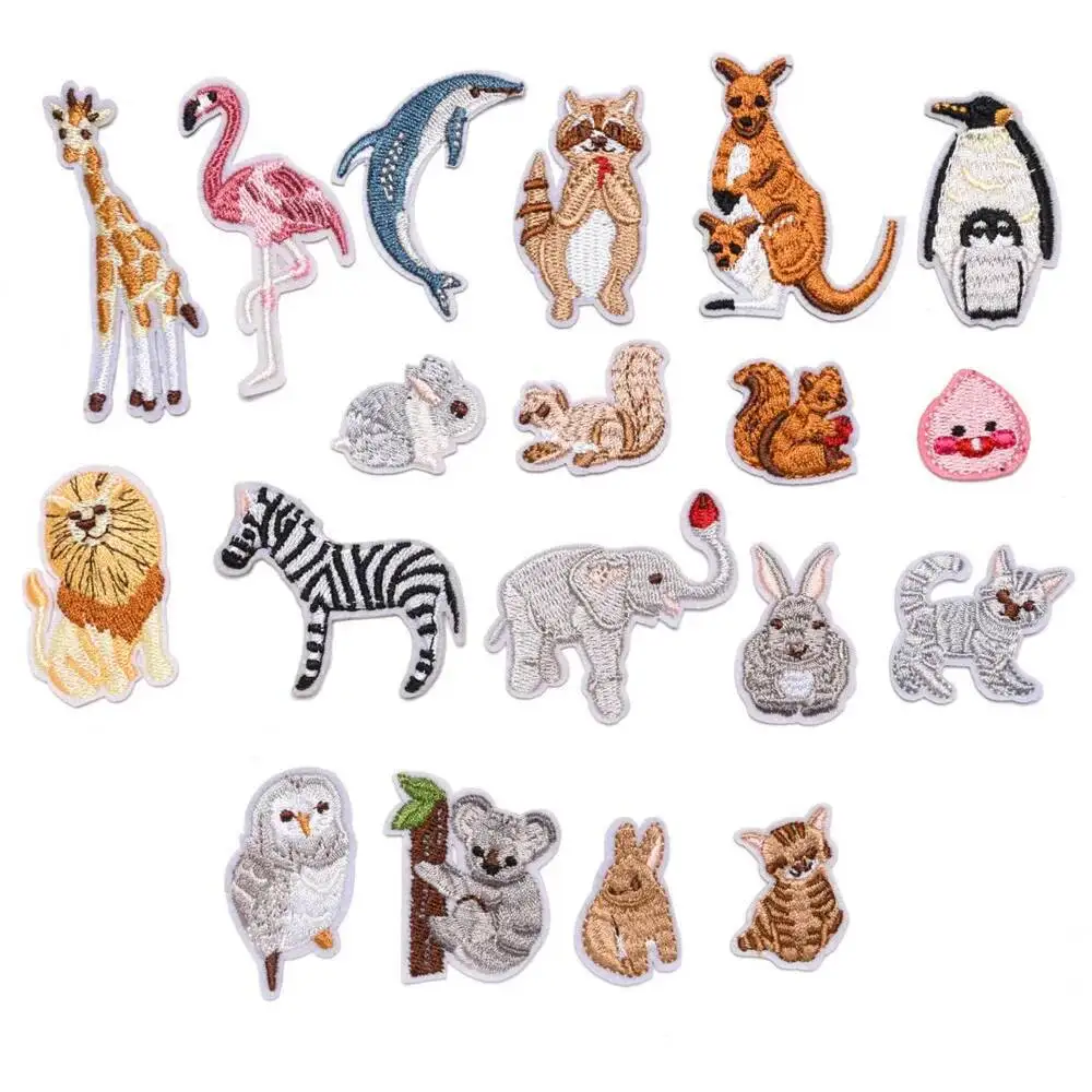 Horse Rabbit Patches For Clothing Thermoadhesive Patches Cute Penguin Animal Patch Iron On Embroidery Patch On Clothes Appliques