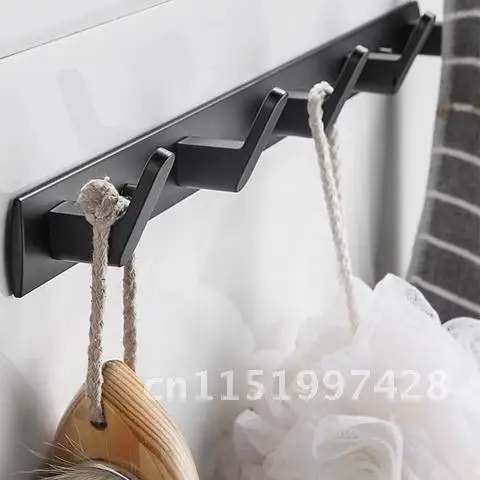 Installation No Drilling Towel Hanger Space Aluminum Wall Hook Coat Clothes Holder for Bathroom Kitchen Bedroom Hallway 2 Ways